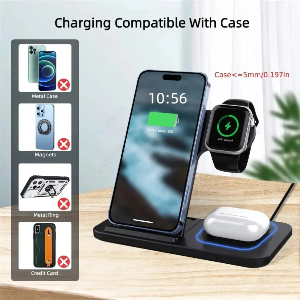 Foldable 3 in 1 Wireless Charging Station for Phone