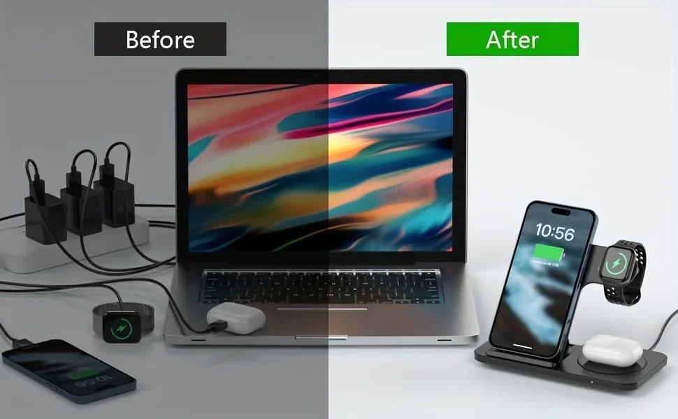 Foldable 3 in 1 Wireless Charging Station for Phone